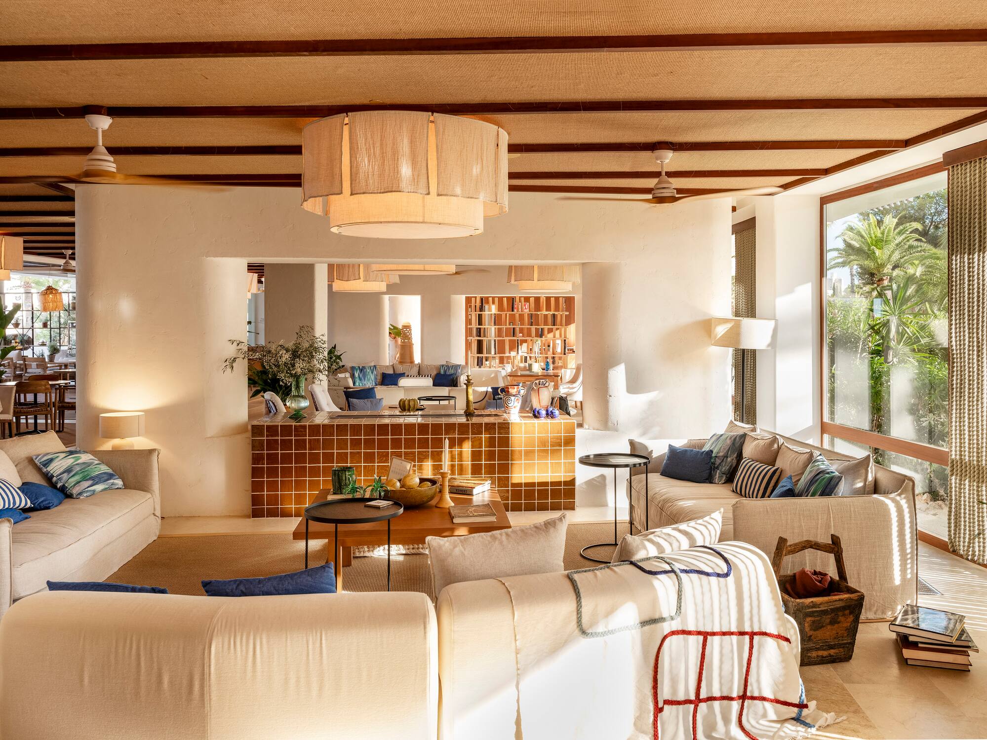 a living room with couches and a table