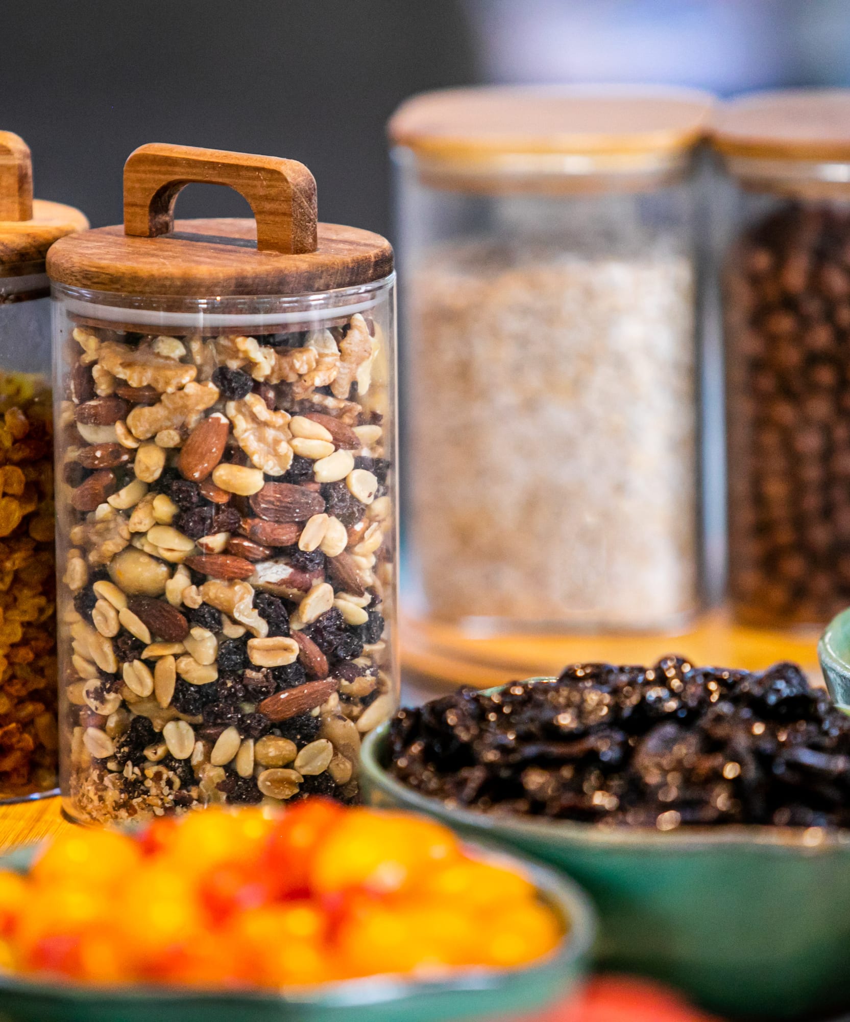 a group of jars of food