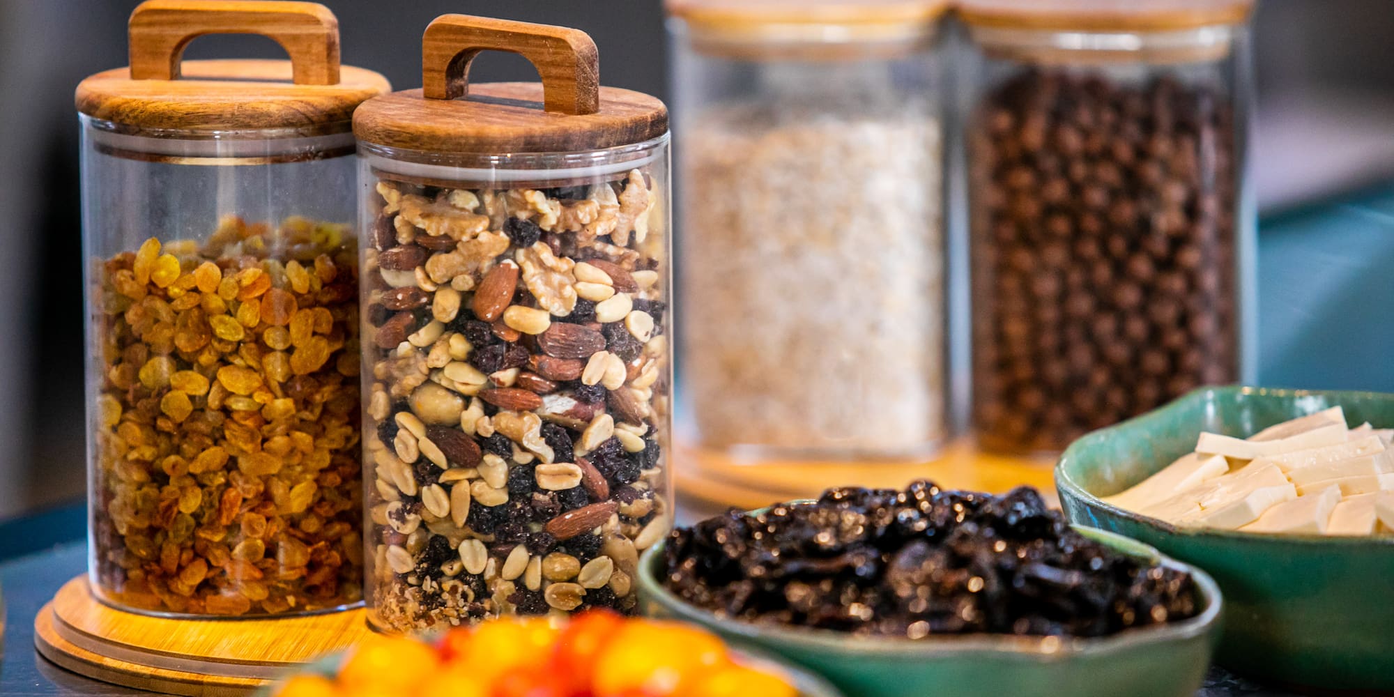 a group of jars of food