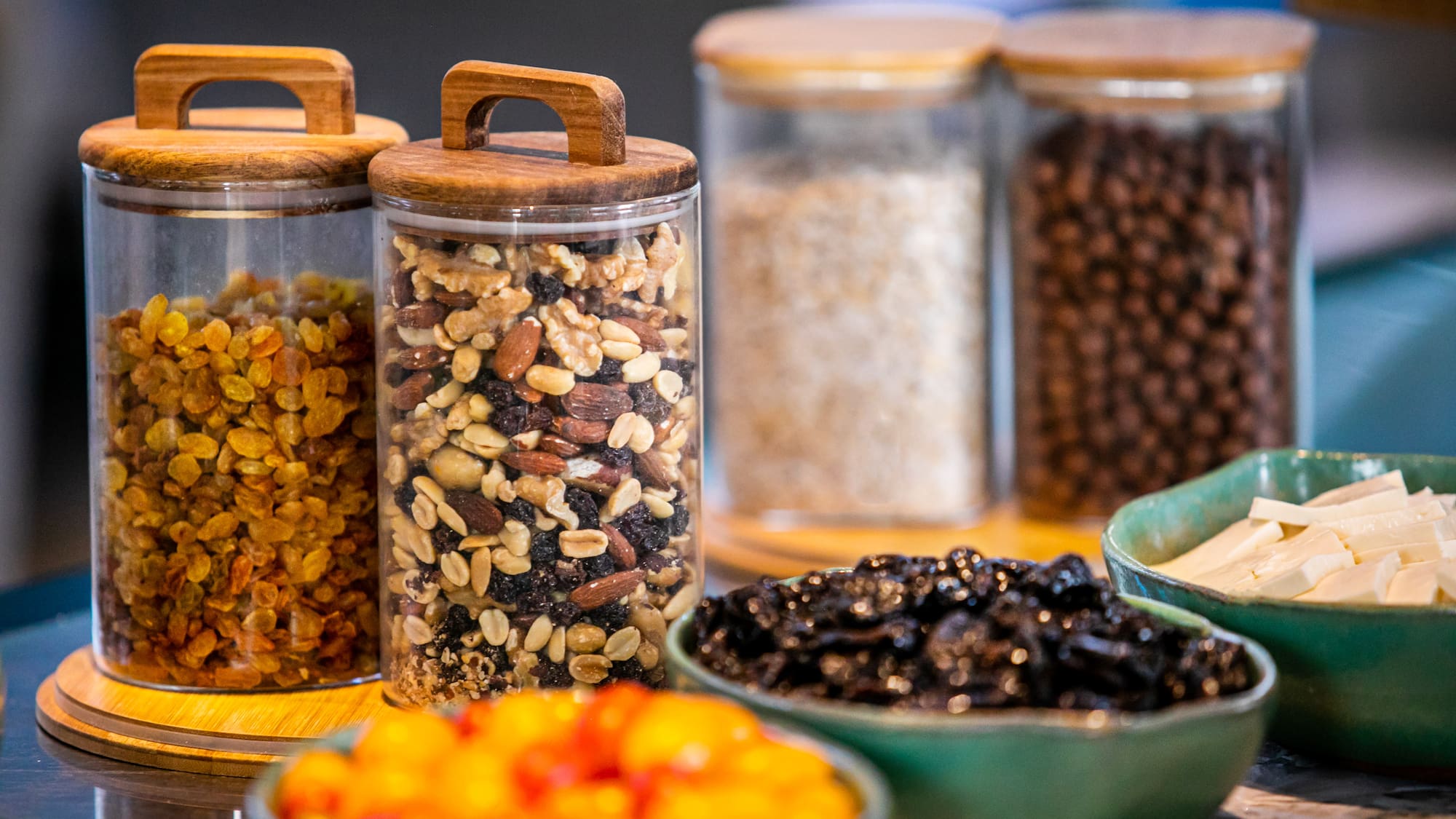 a group of jars of food