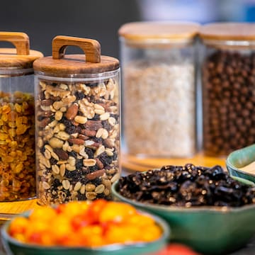 a group of jars of food