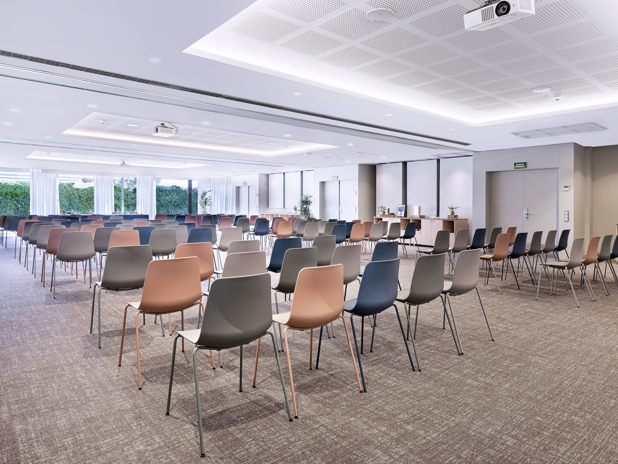 a room with many chairs