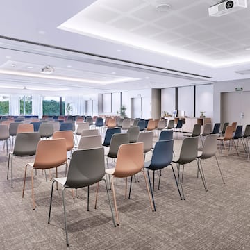 a room with many chairs