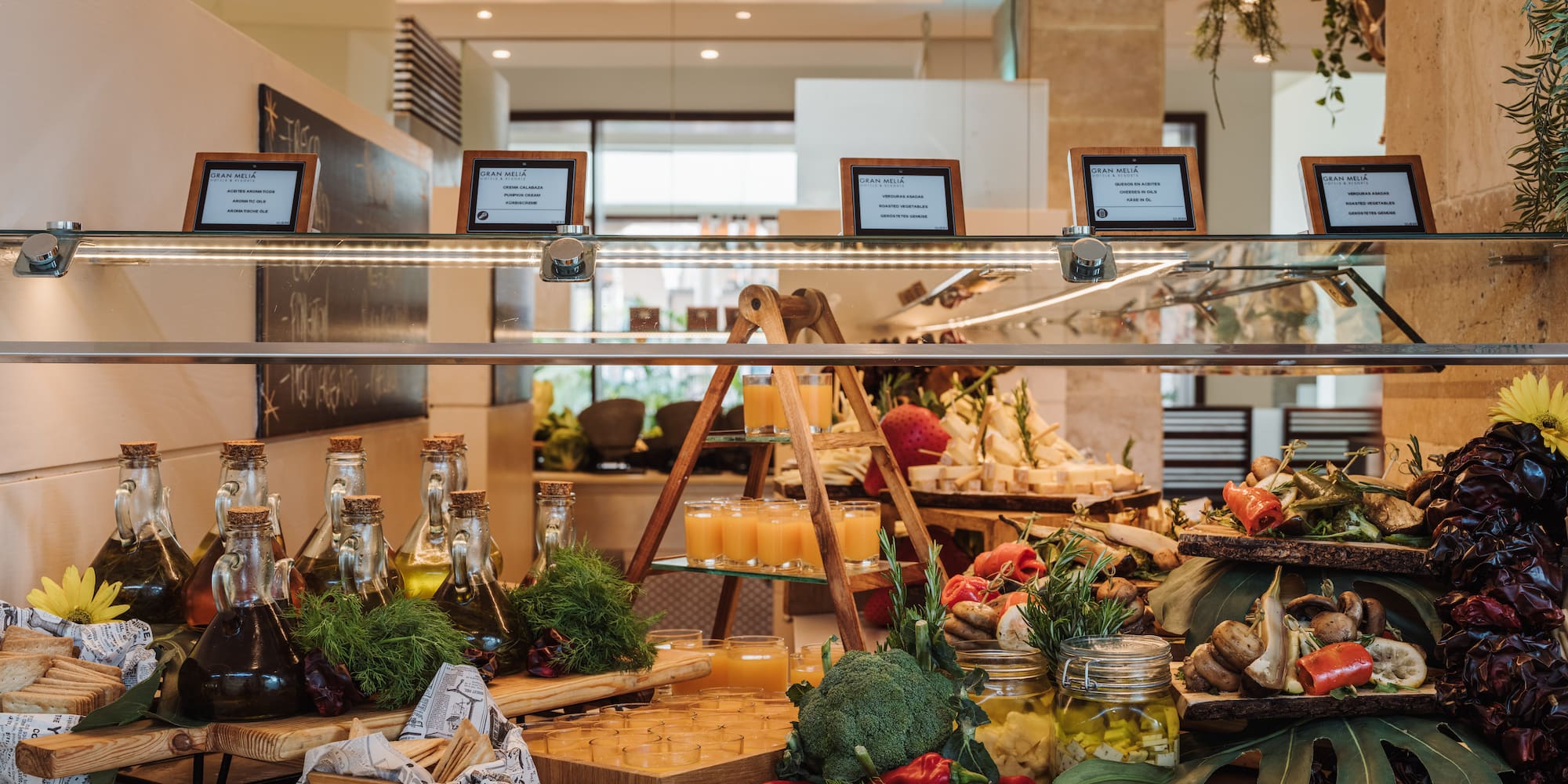 a display of food on a counter
