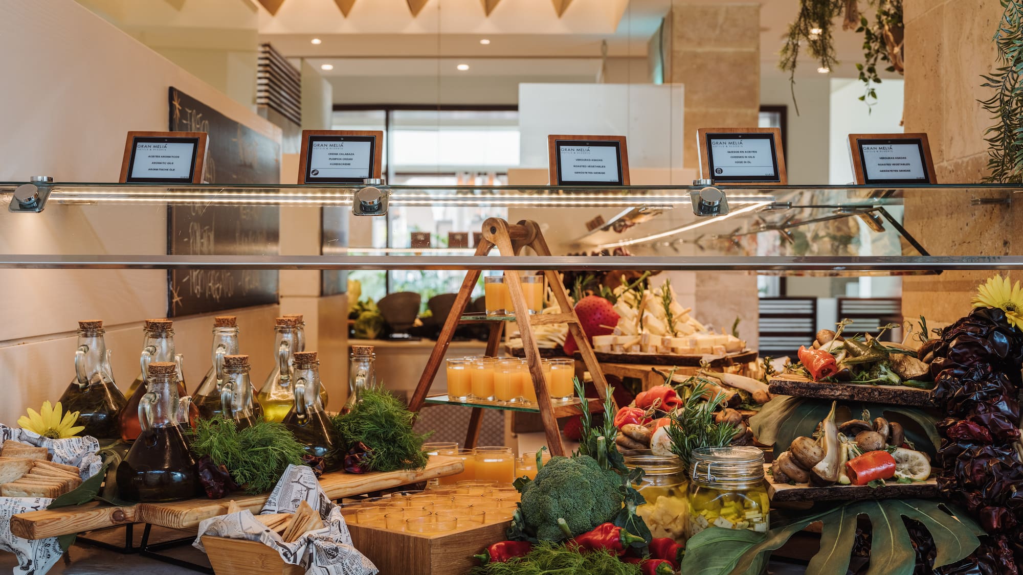a display of food on a counter