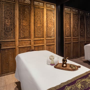 a massage table in a room