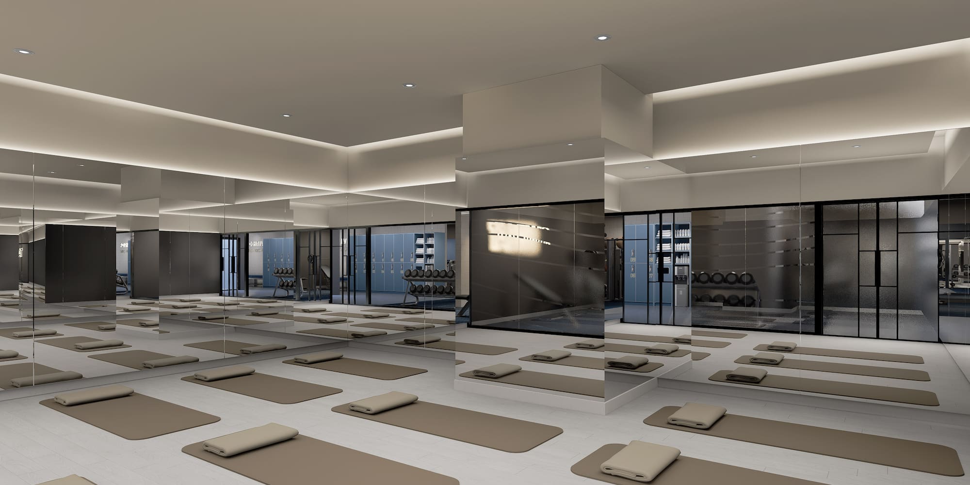 a room with mats and mats on the floor