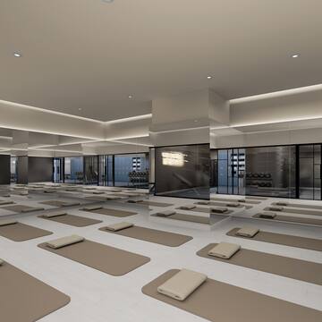 a room with mats and mats on the floor