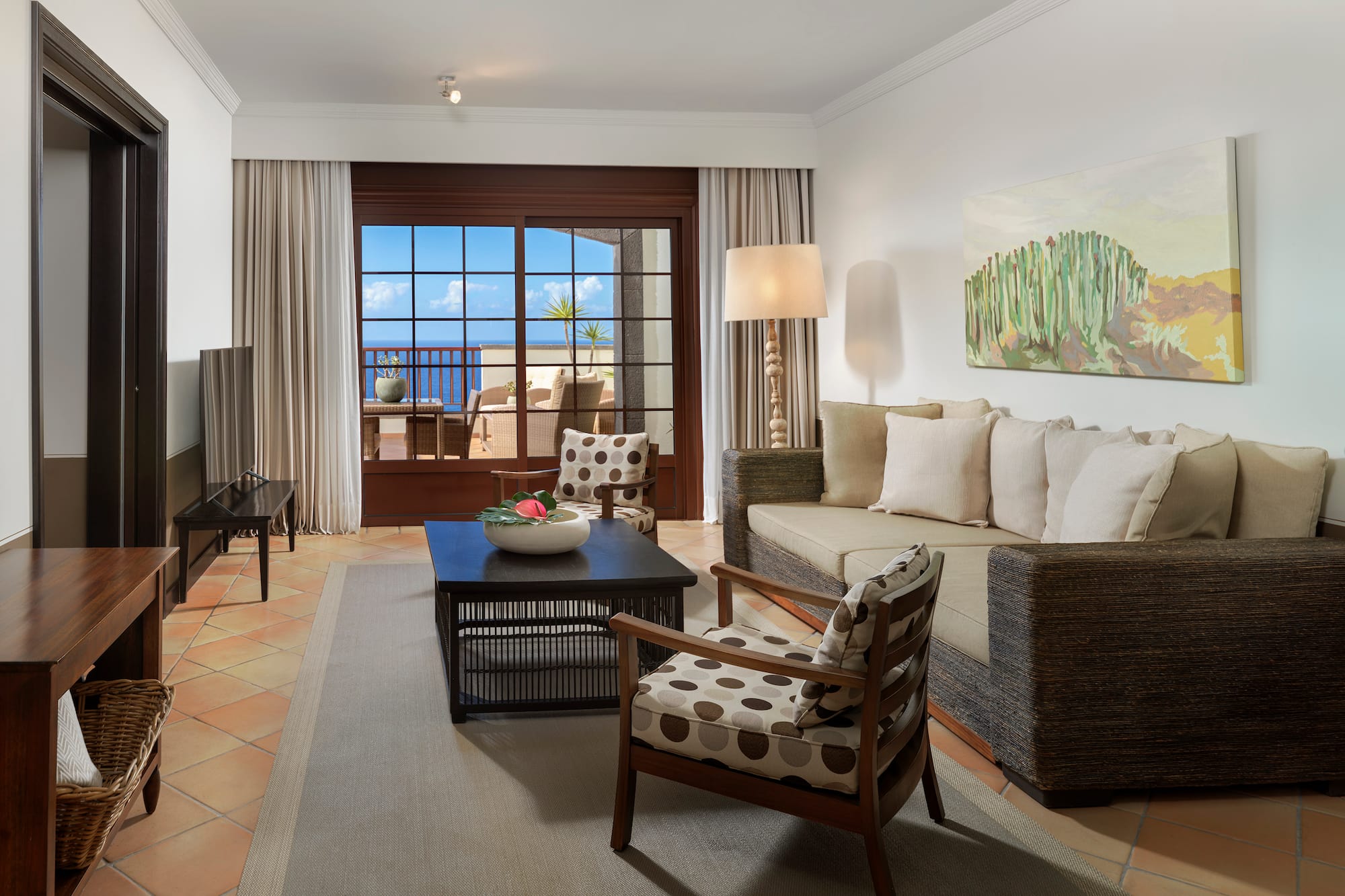 a living room with a couch and a coffee table