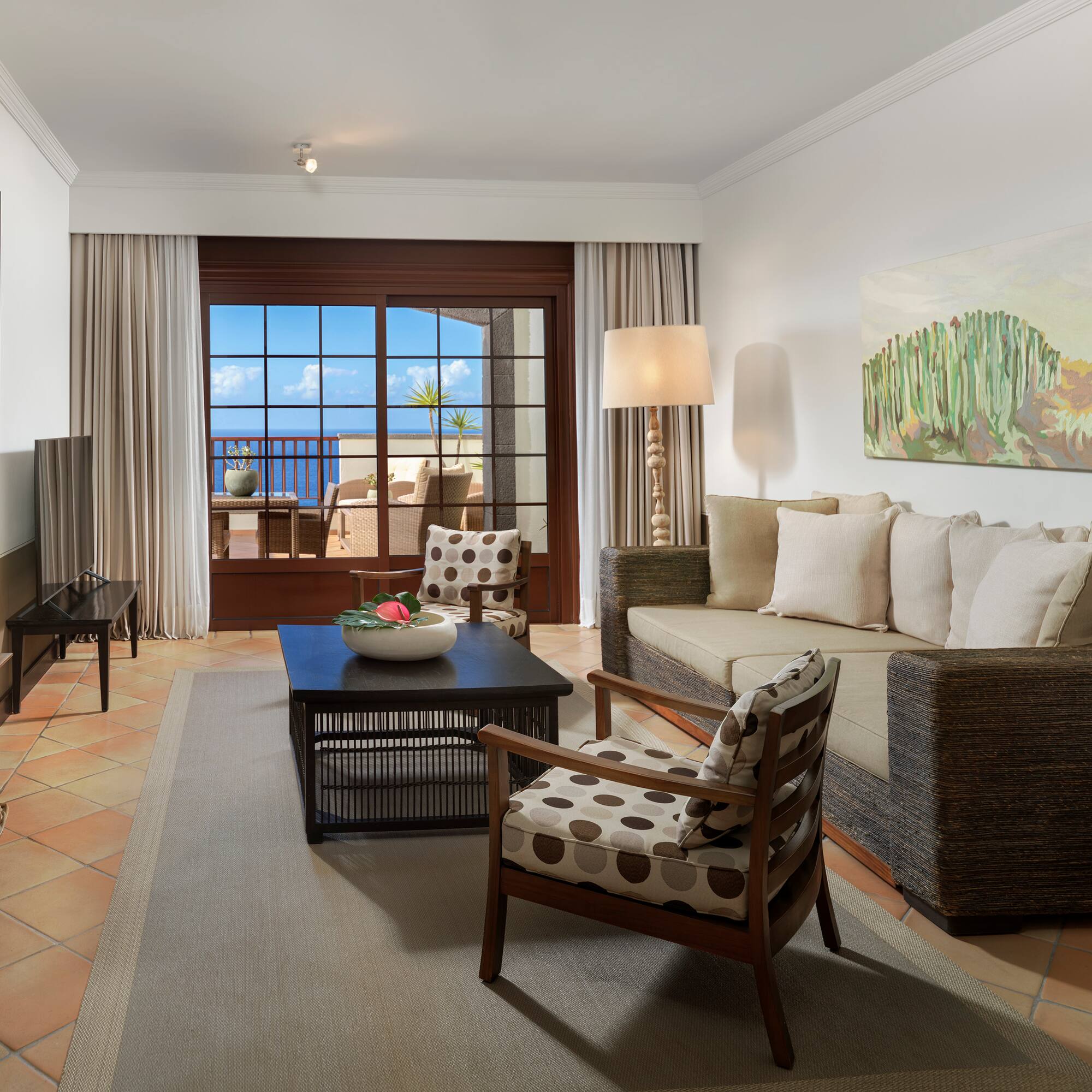 a living room with a couch and a coffee table