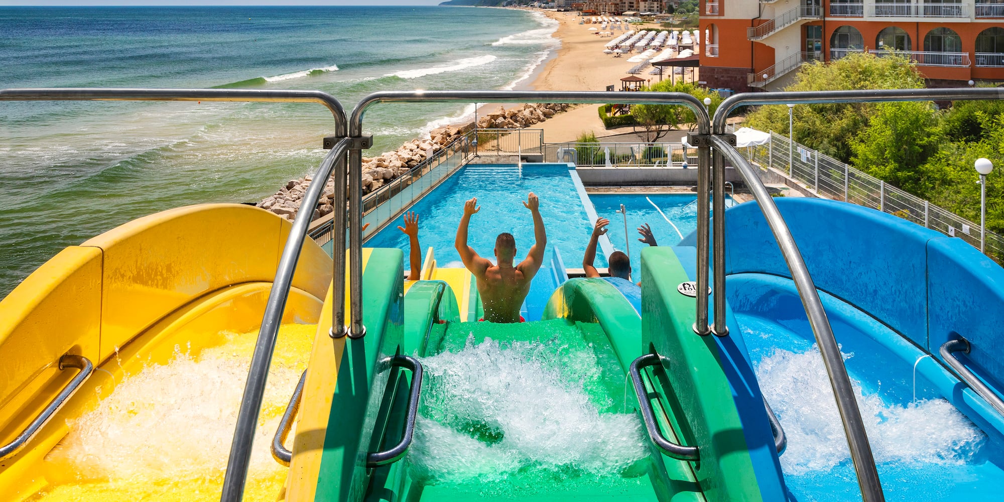 a man on a water slide