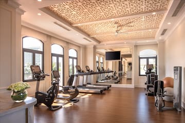 a room with exercise equipment