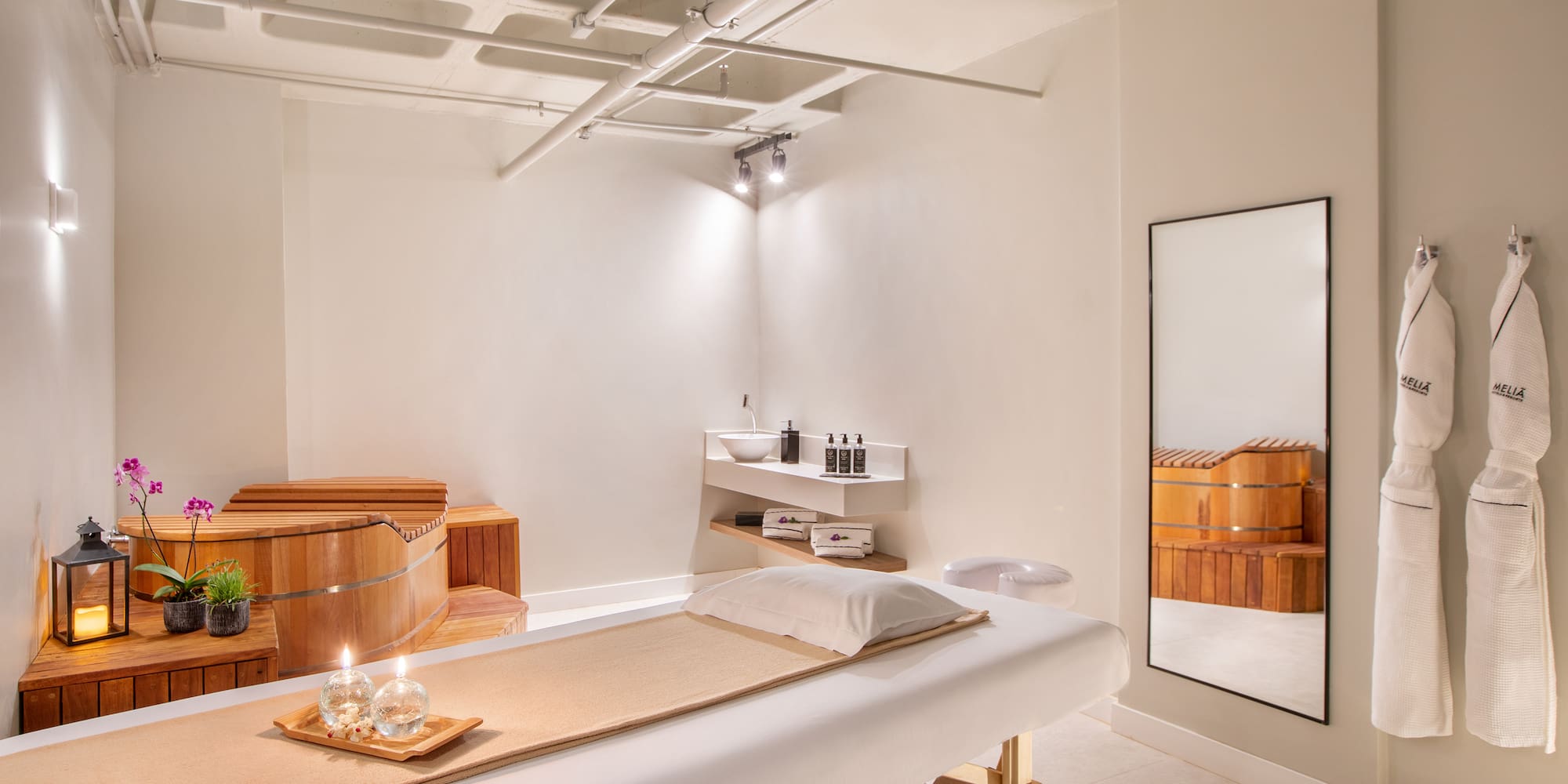 a massage table in a room