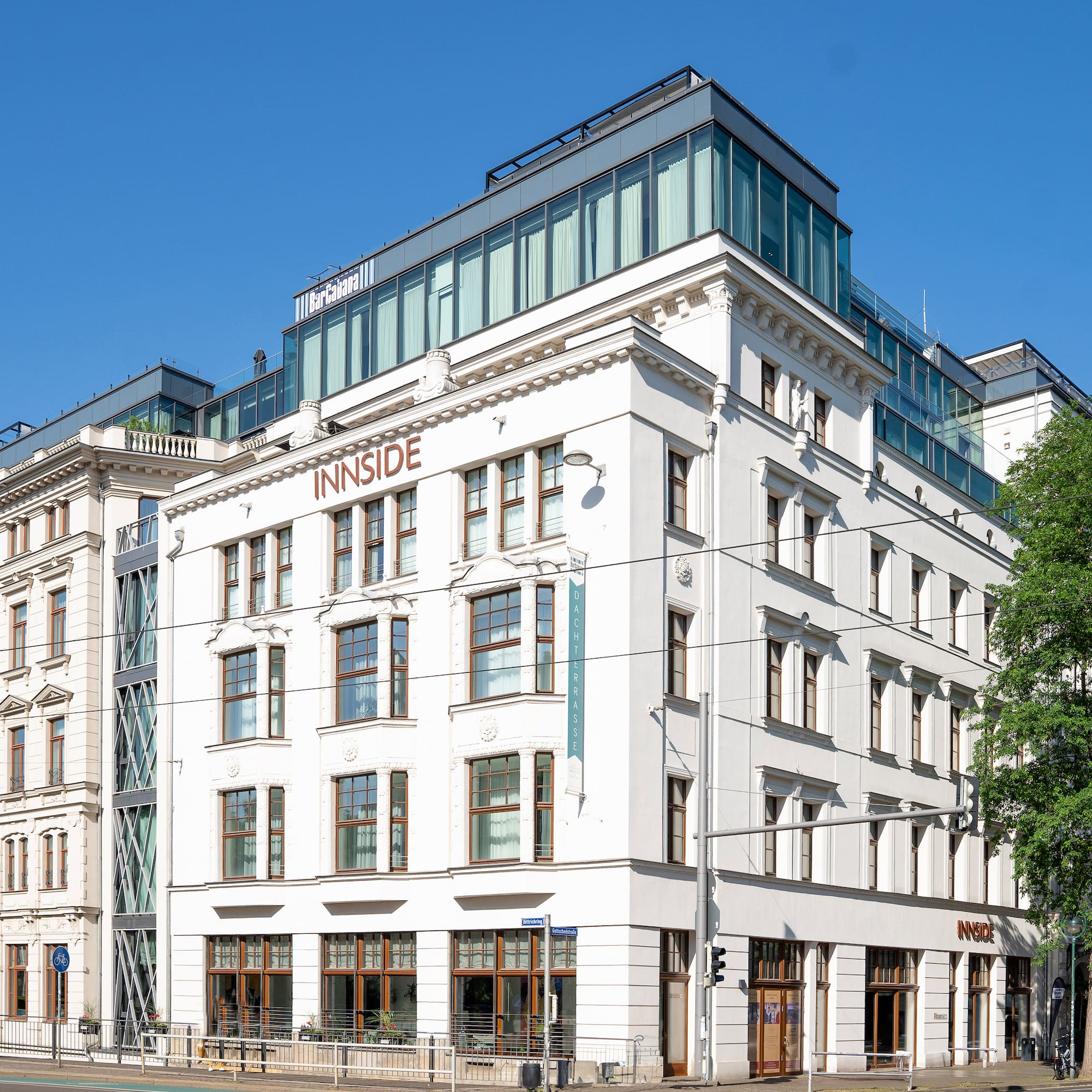 a white building with windows