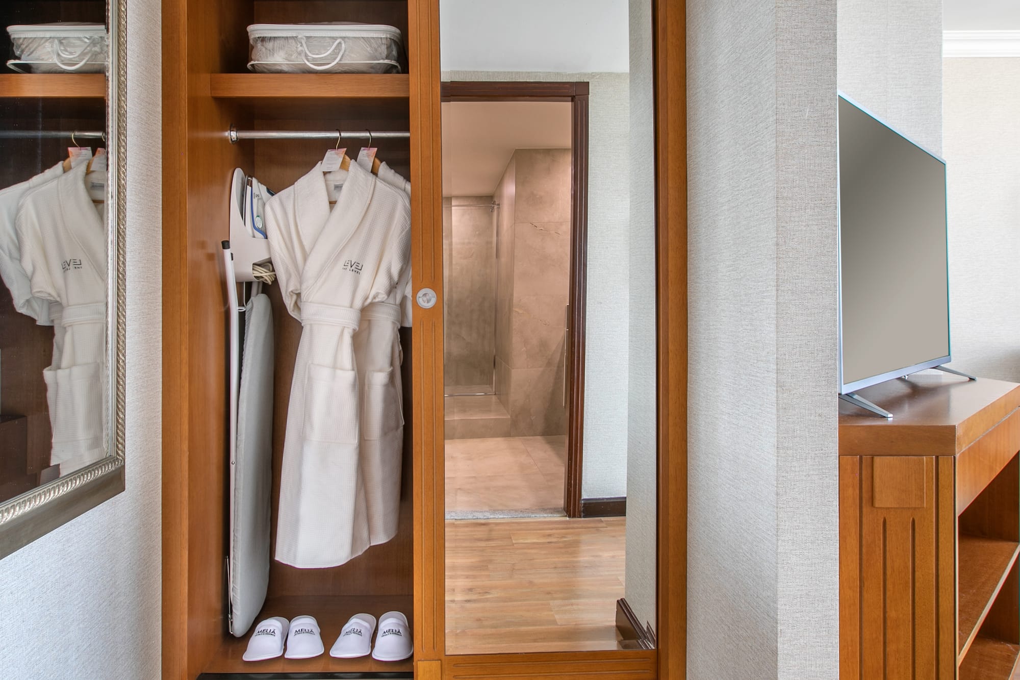 a white robe in a closet