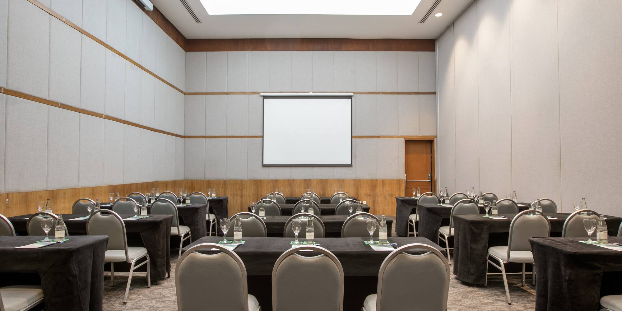 a room with tables and chairs