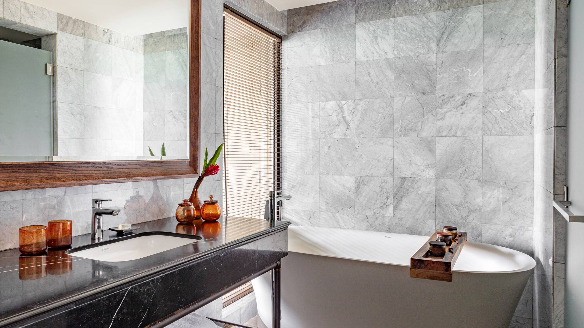 a bathroom with a sink and bathtub