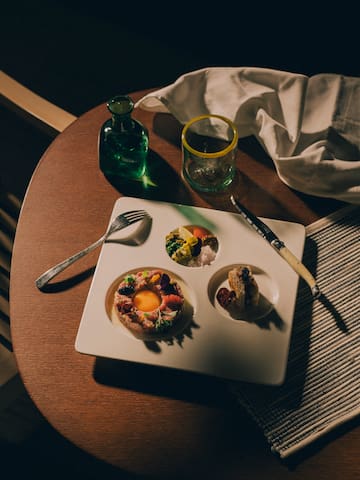 a plate with food on it