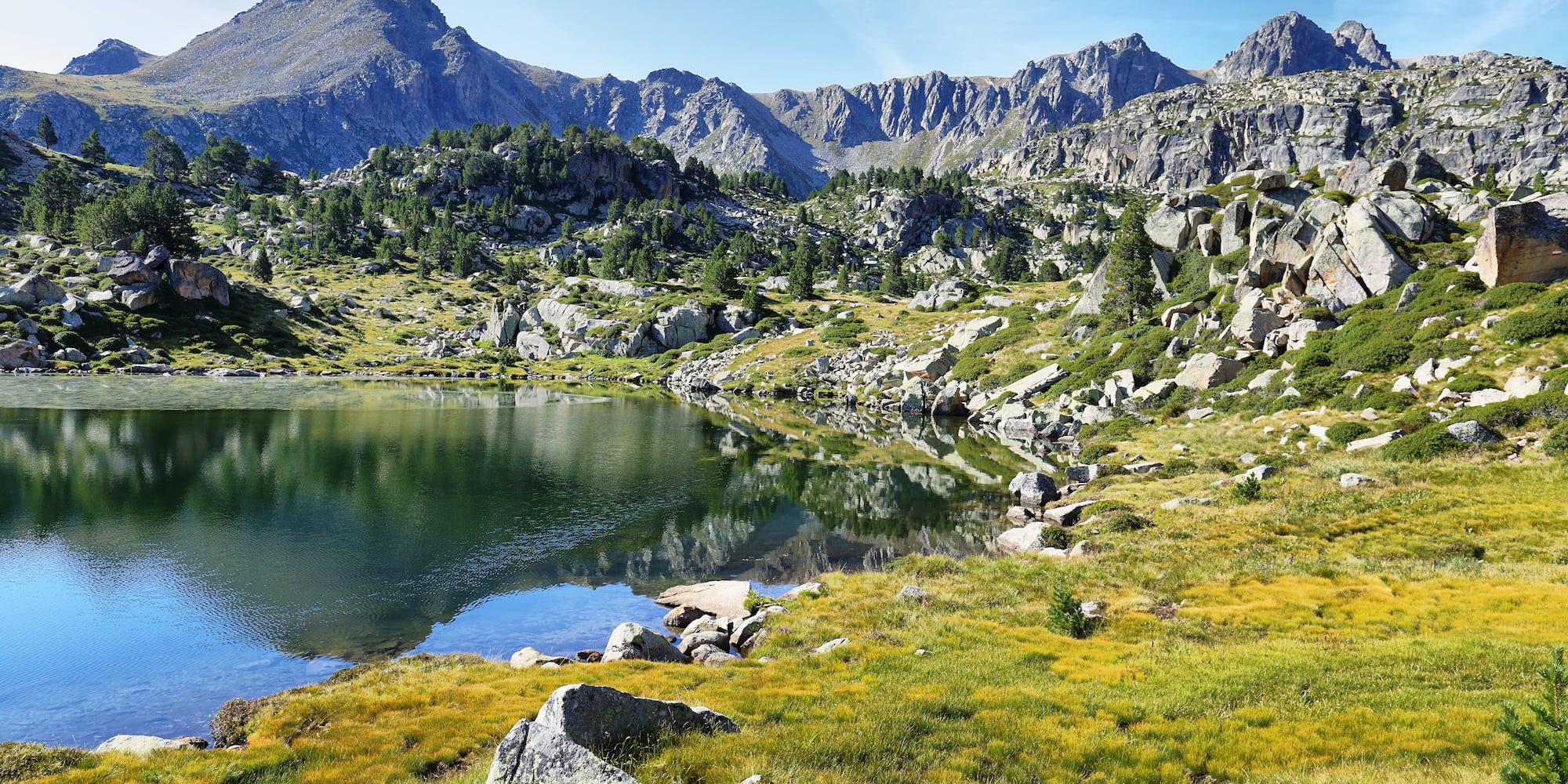 a lake surrounded by mountains