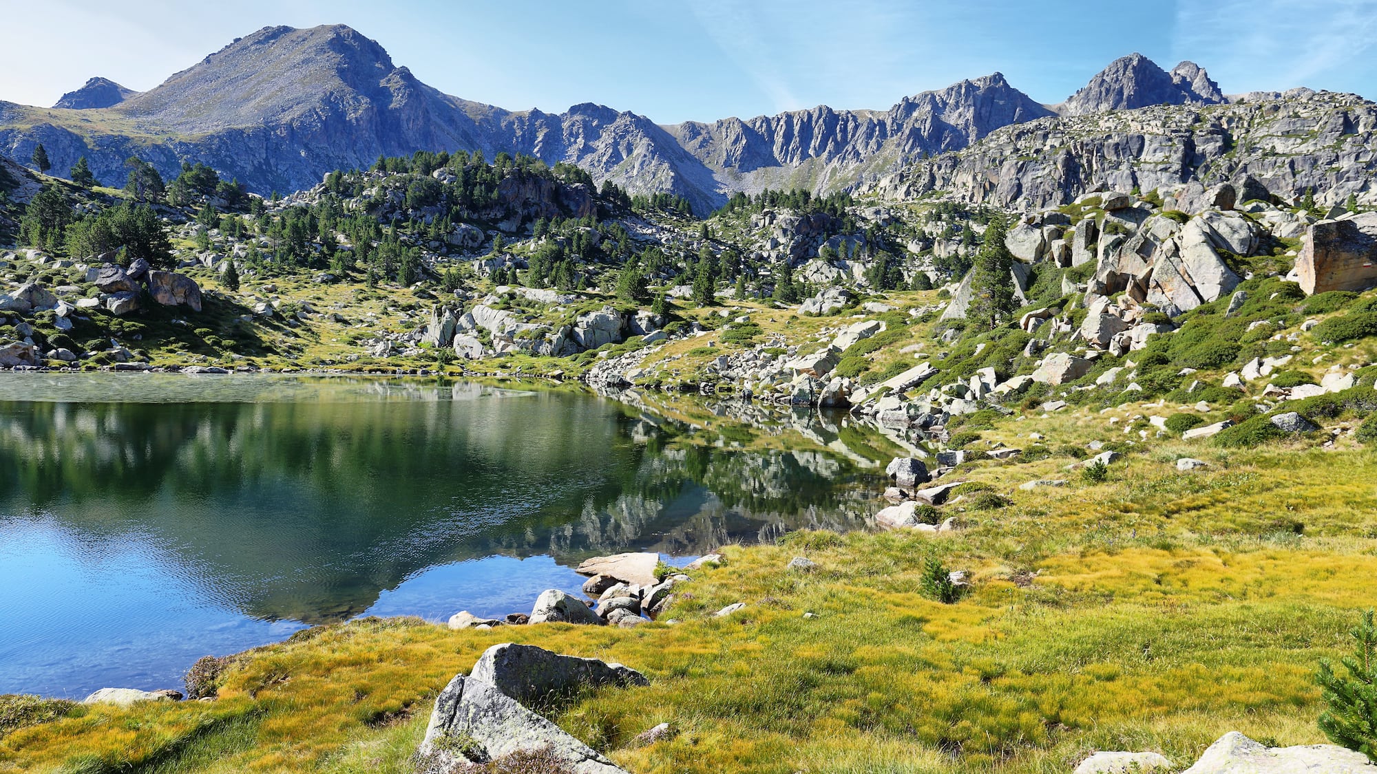 a lake surrounded by mountains