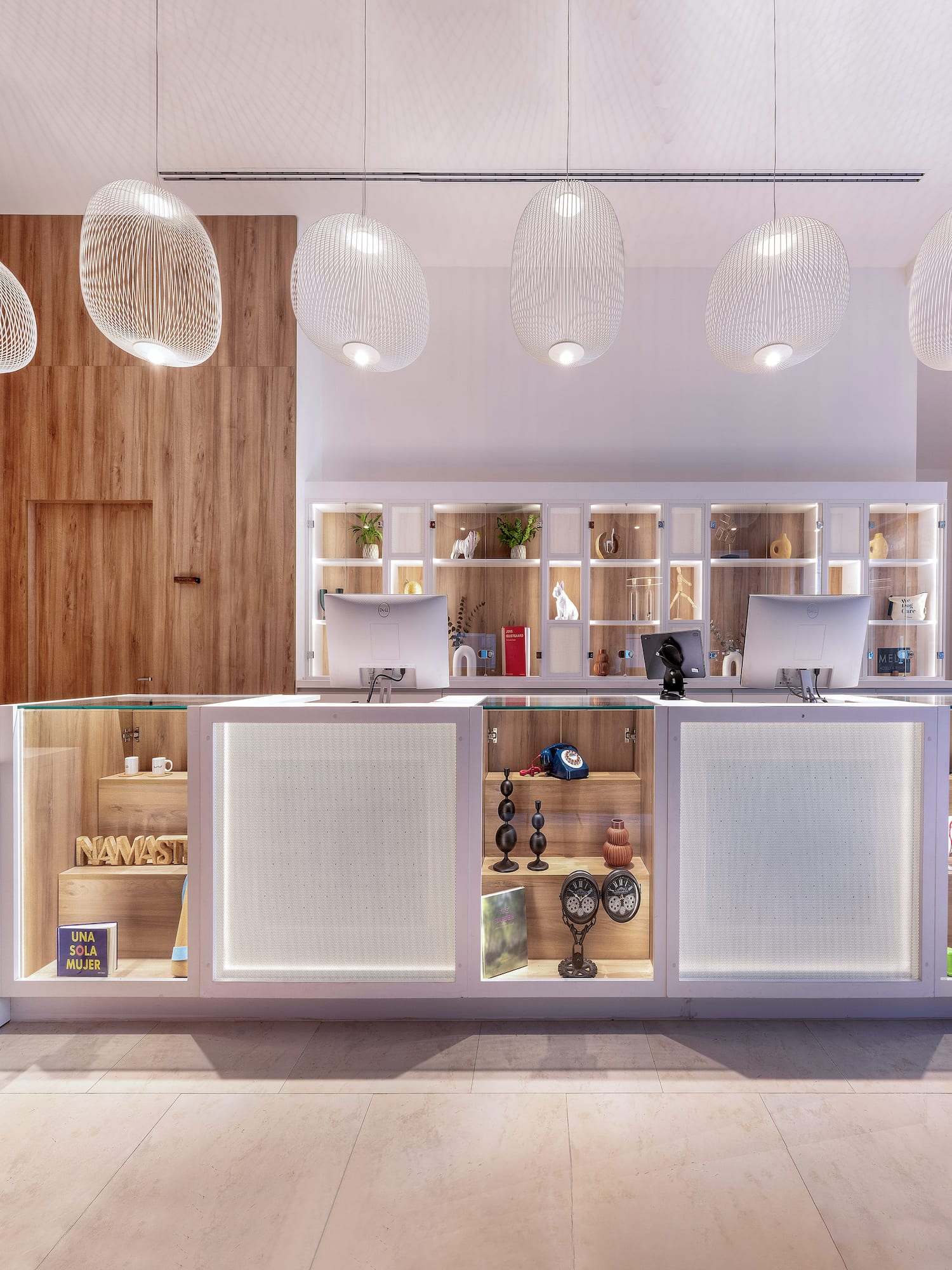 a reception desk with a counter and a desk with a desk and a desk with a desk and a desk with a desk and a desk with a desk and a desk with a desk and a desk