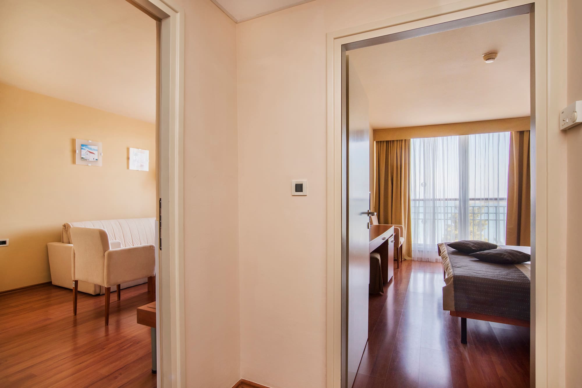 a room with a bed and a couch