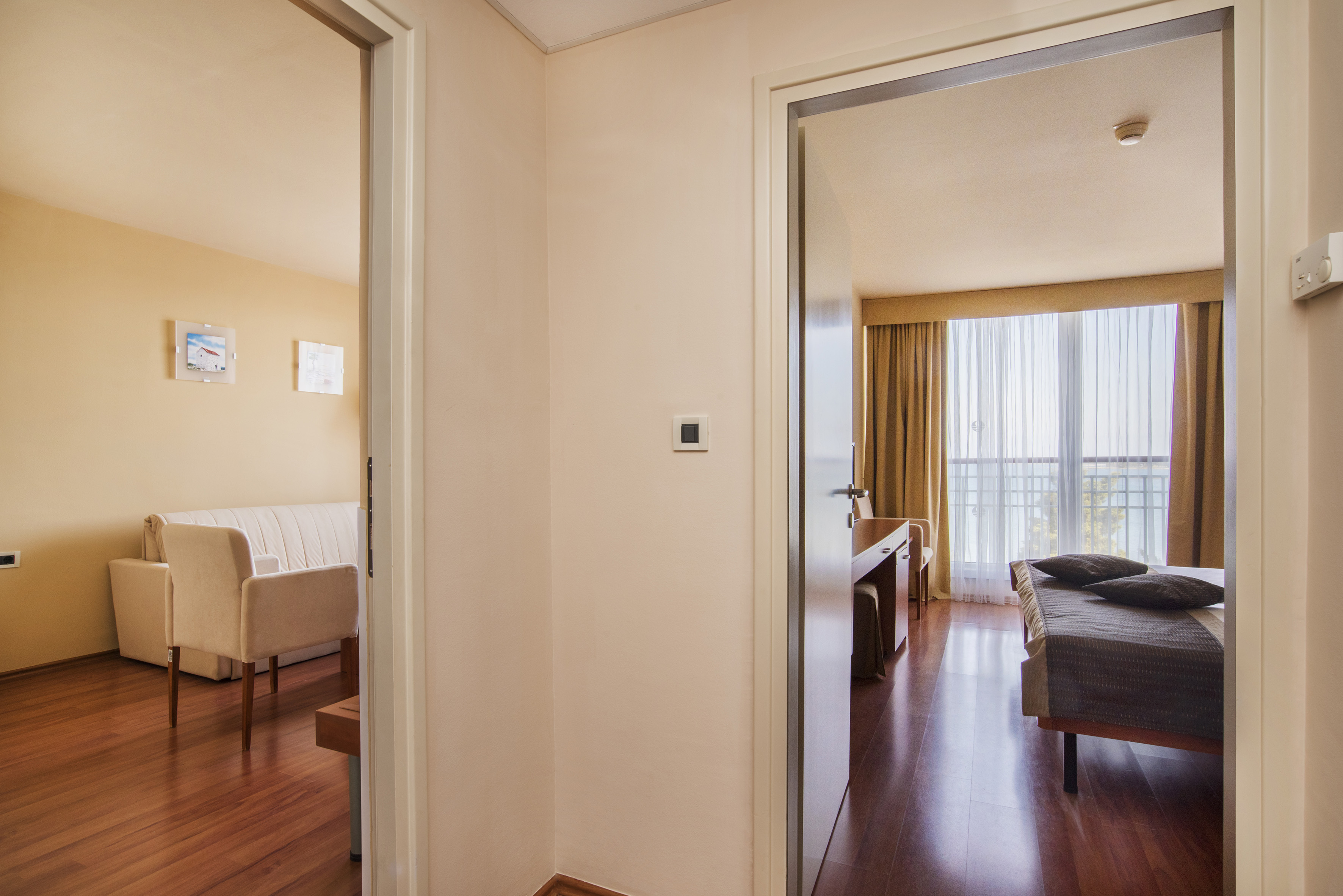 a room with a bed and a couch