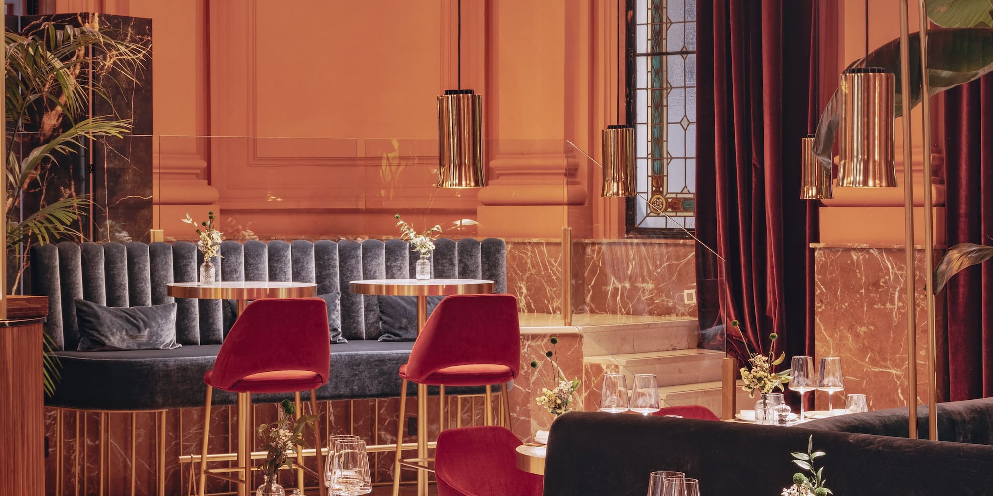 a restaurant with tables and chairs