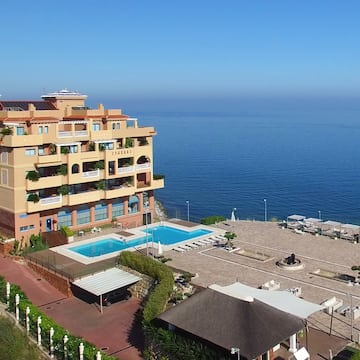 a building next to the water