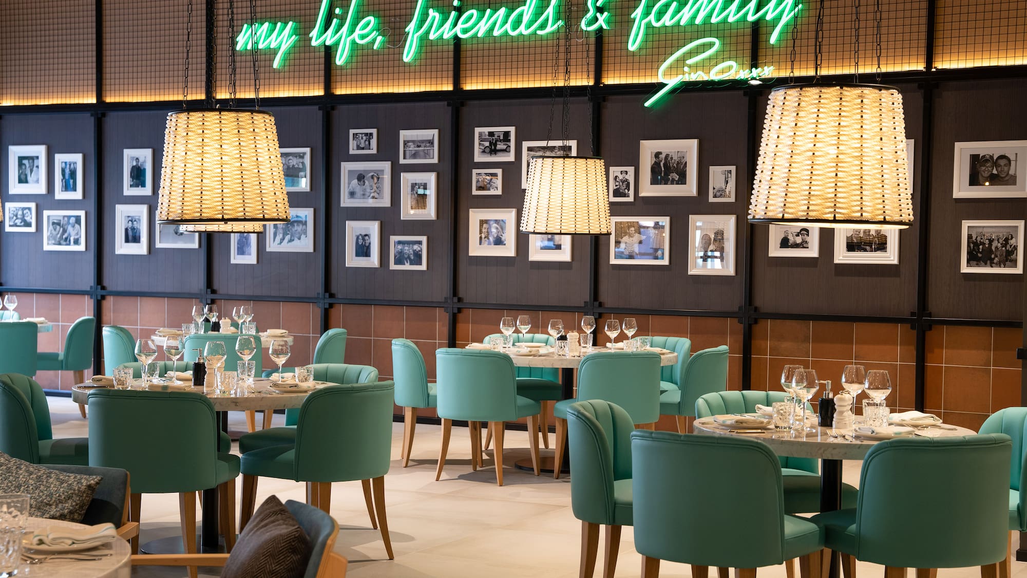 a restaurant with tables and chairs