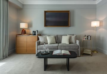 a living room with a couch and a coffee table