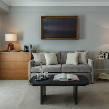 a living room with a couch and a coffee table