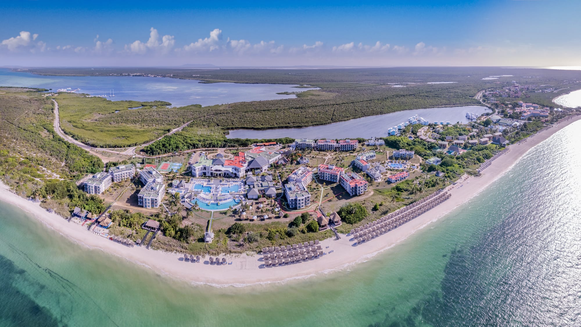 an aerial view of a resort