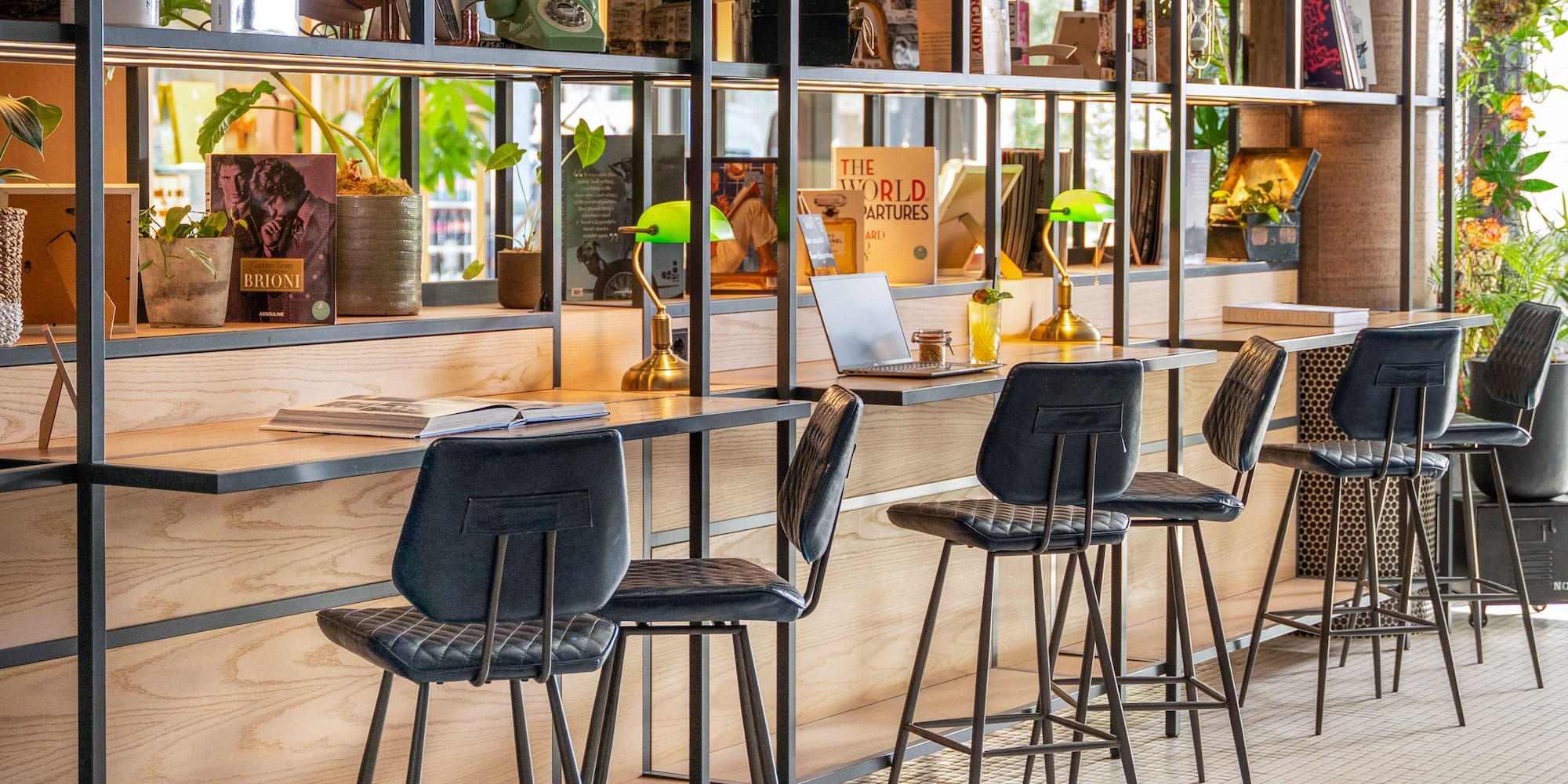 a room with a table and chairs