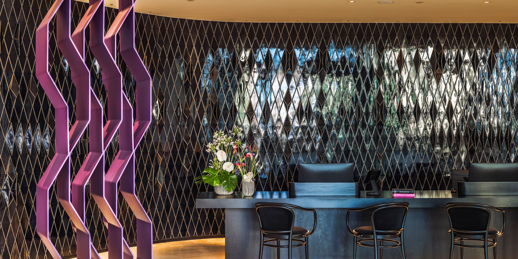 a room with a table and chairs