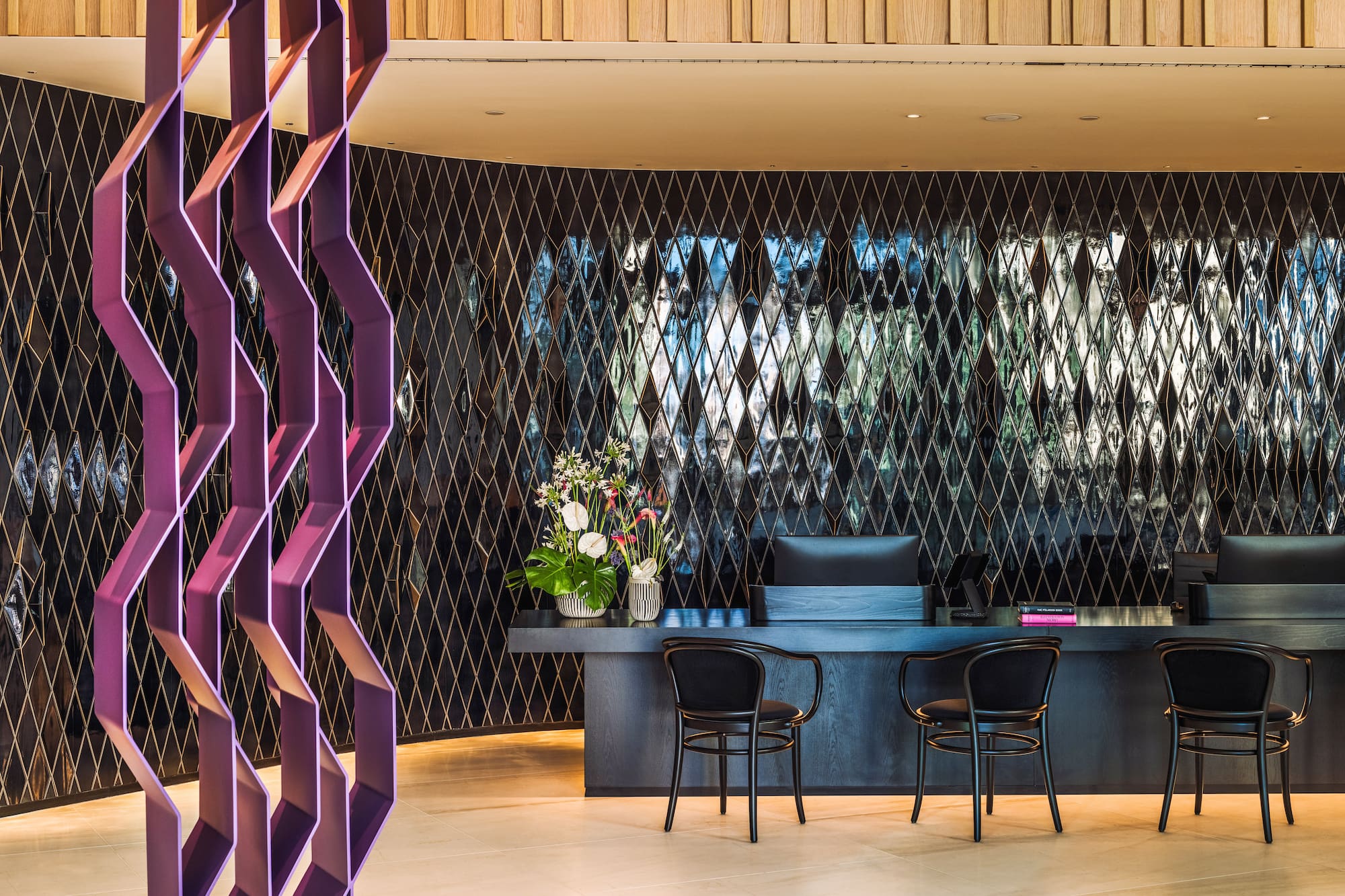 a room with a table and chairs