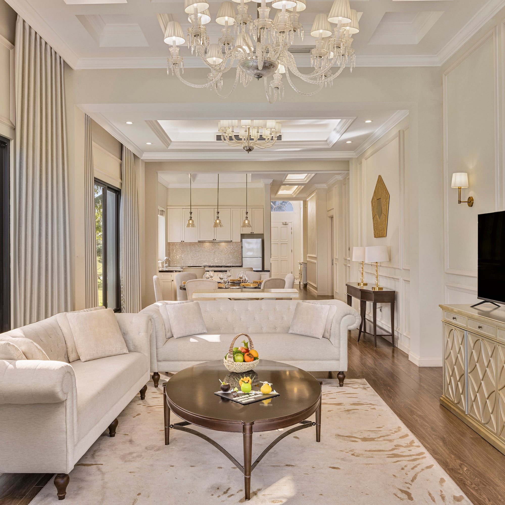 a living room with a couch and a tv