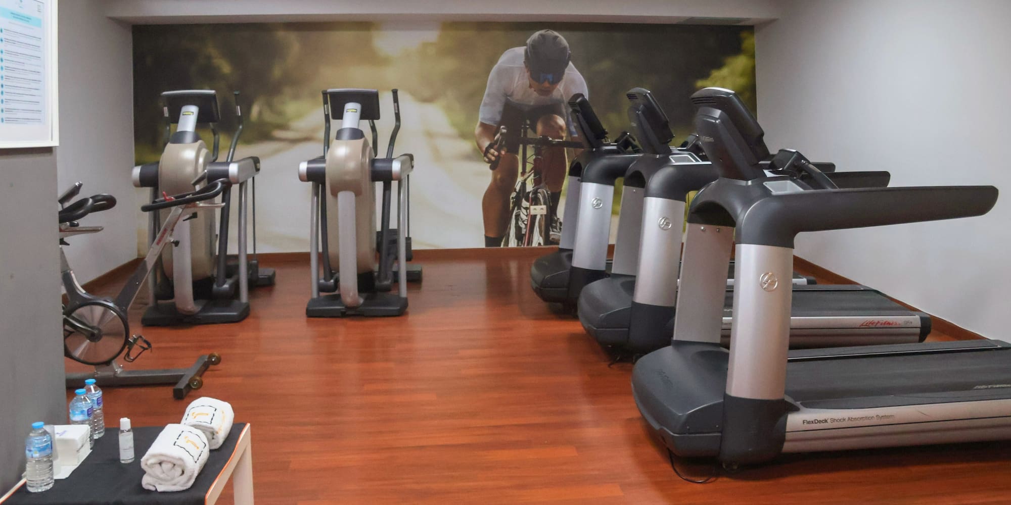 a room with exercise machines