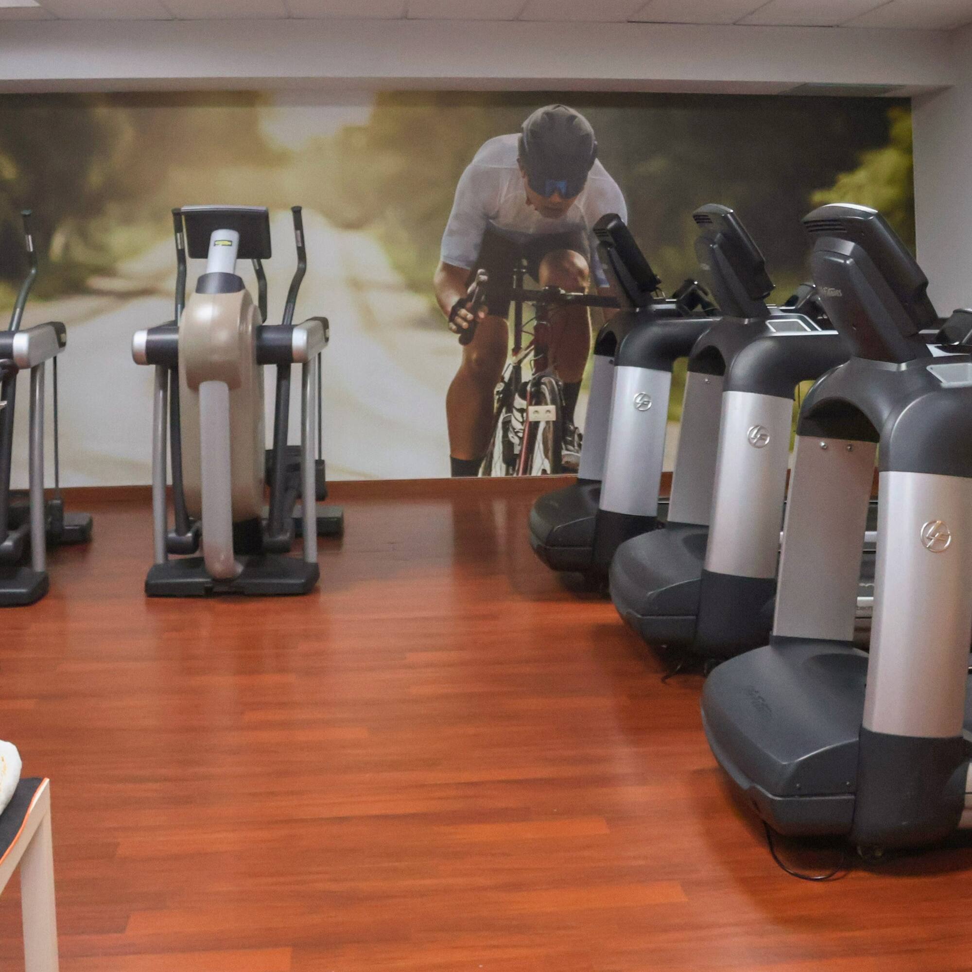 a room with exercise machines
