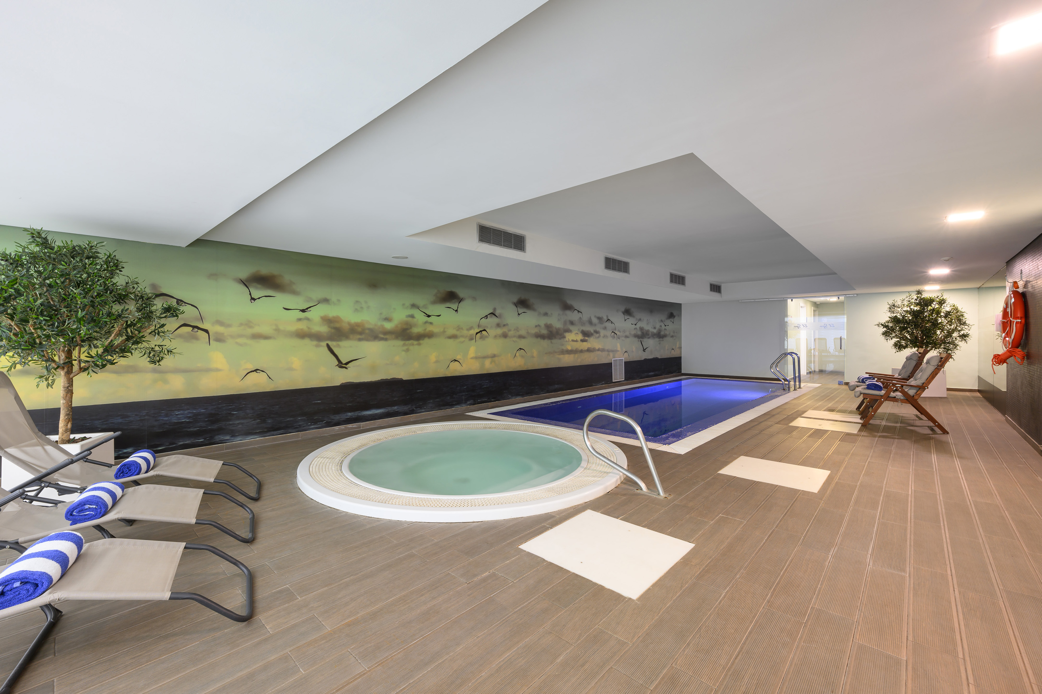 a pool inside a room