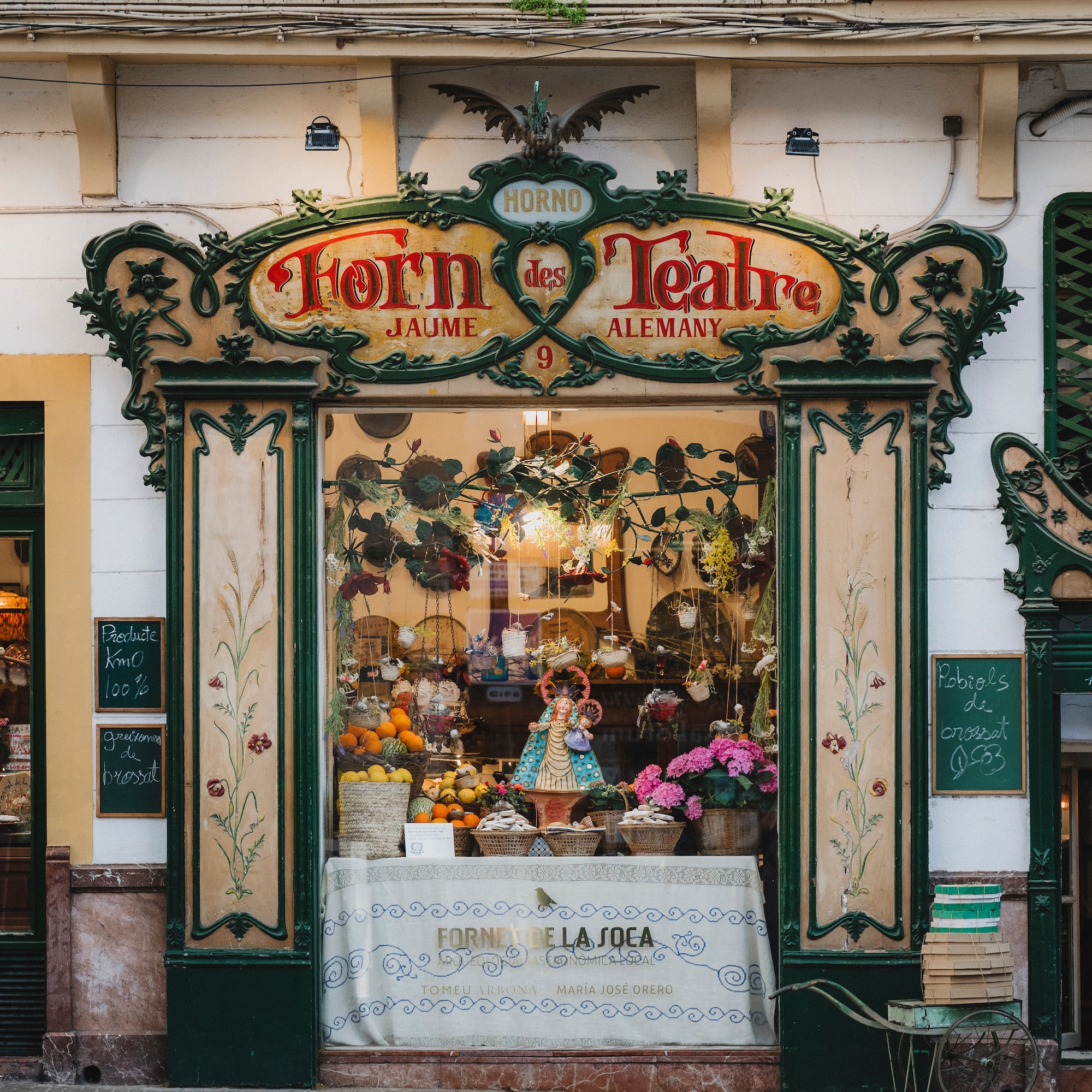 a store front with a sign