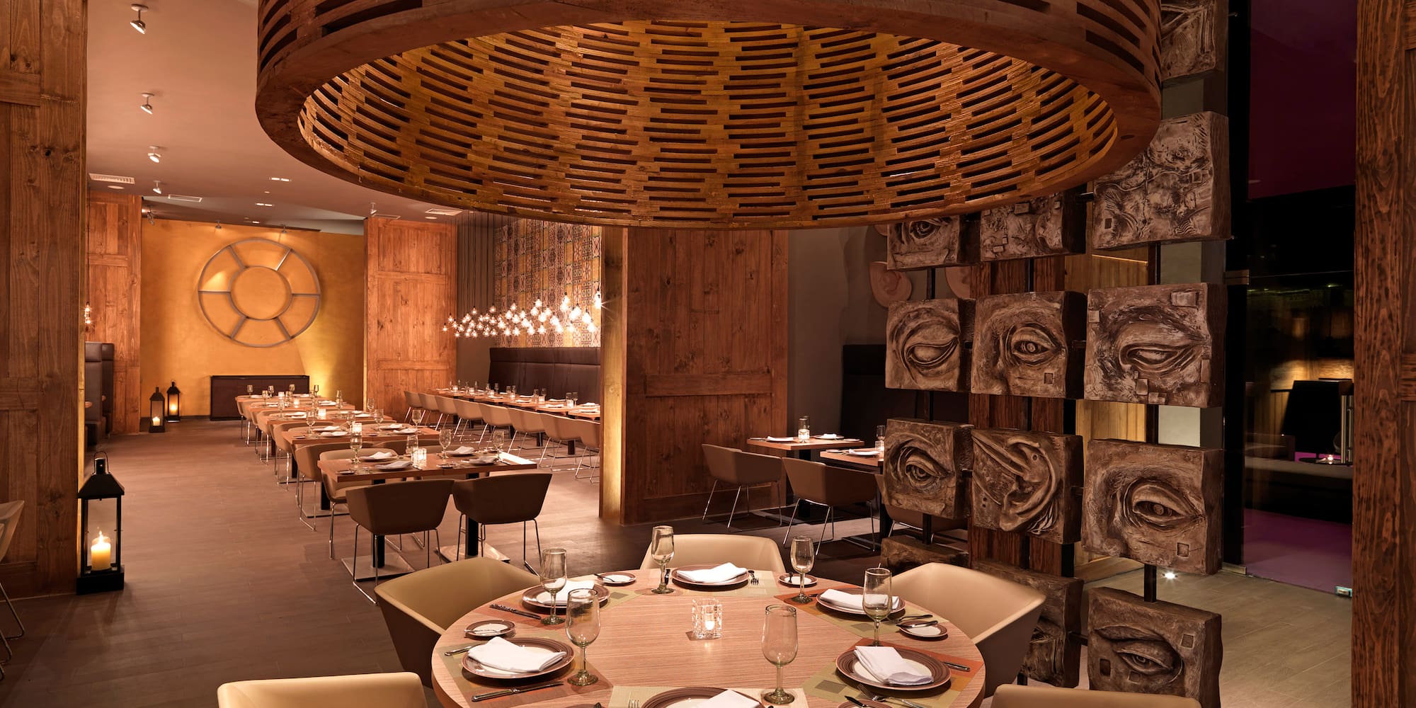 a restaurant with tables and chairs