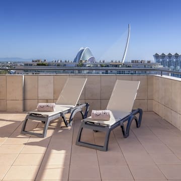 two chairs on a rooftop