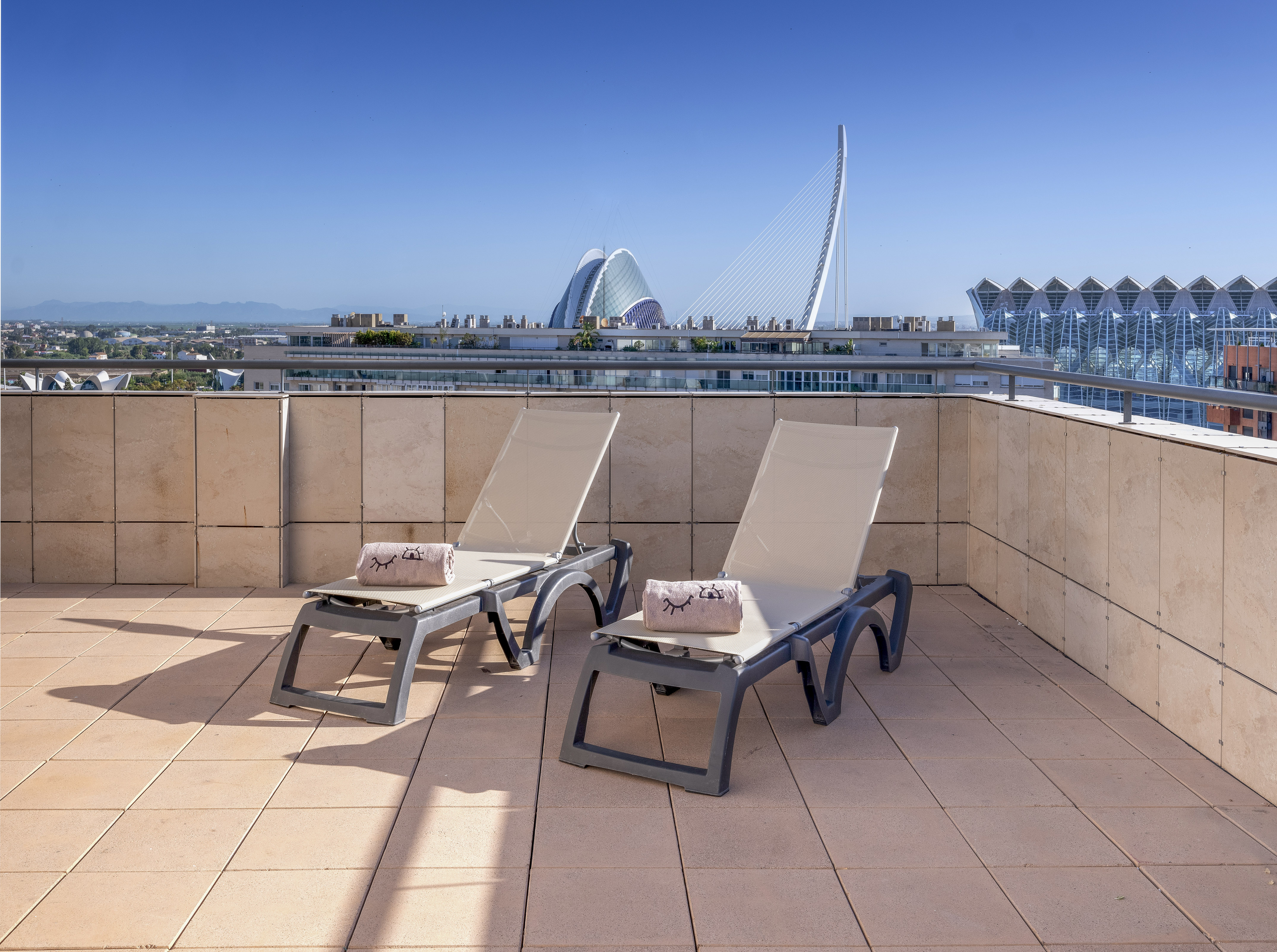 two chairs on a rooftop
