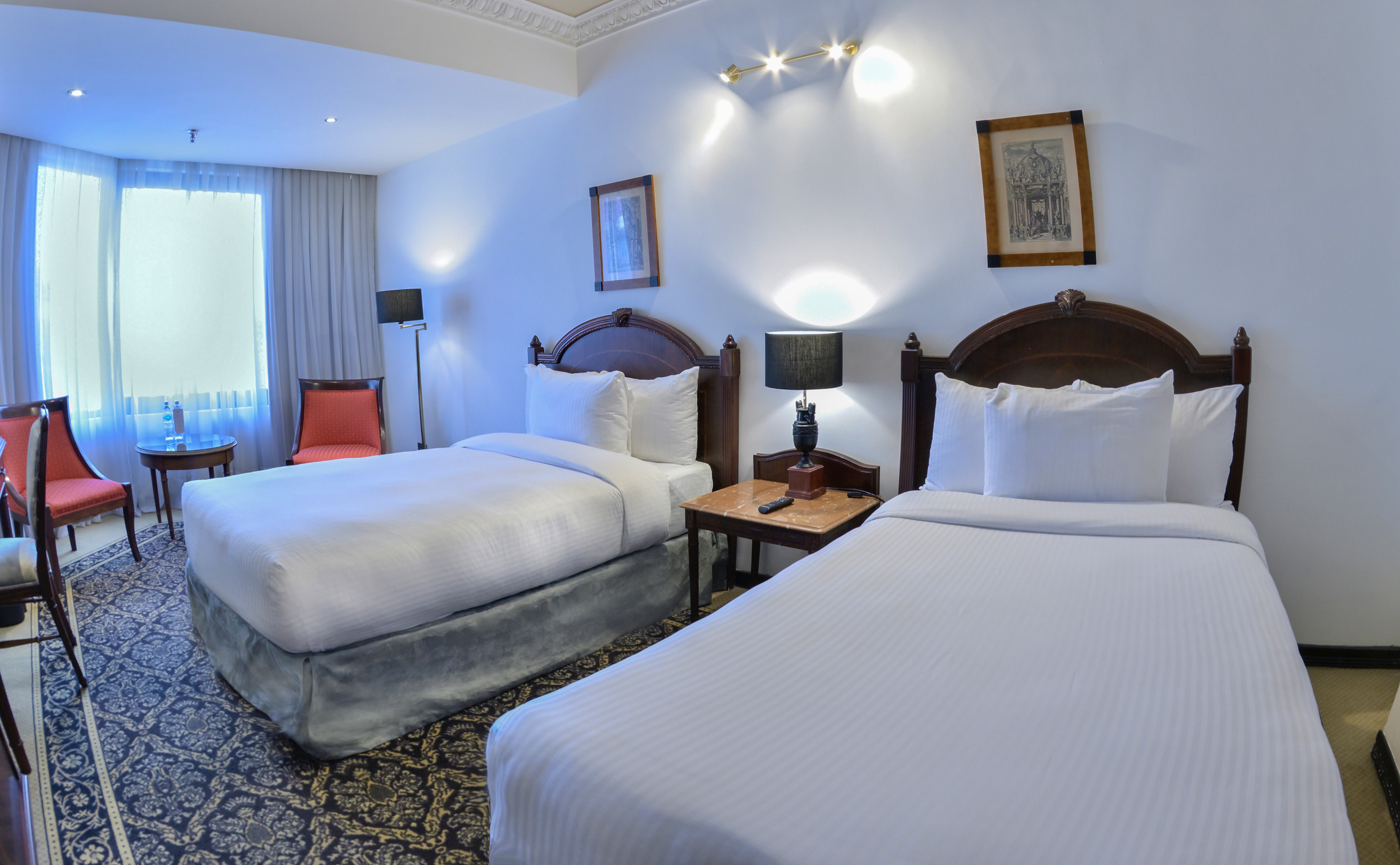 a room with two beds