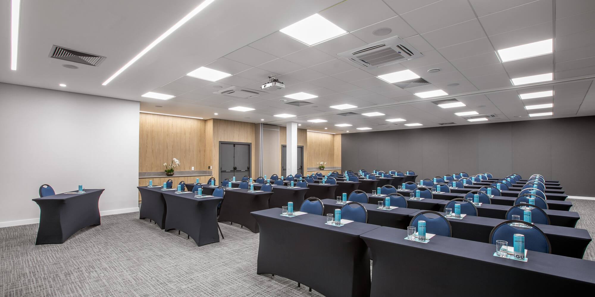 a room with tables and chairs