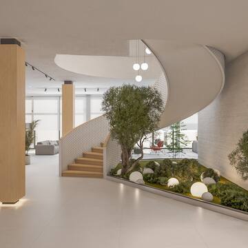 a staircase inside a building