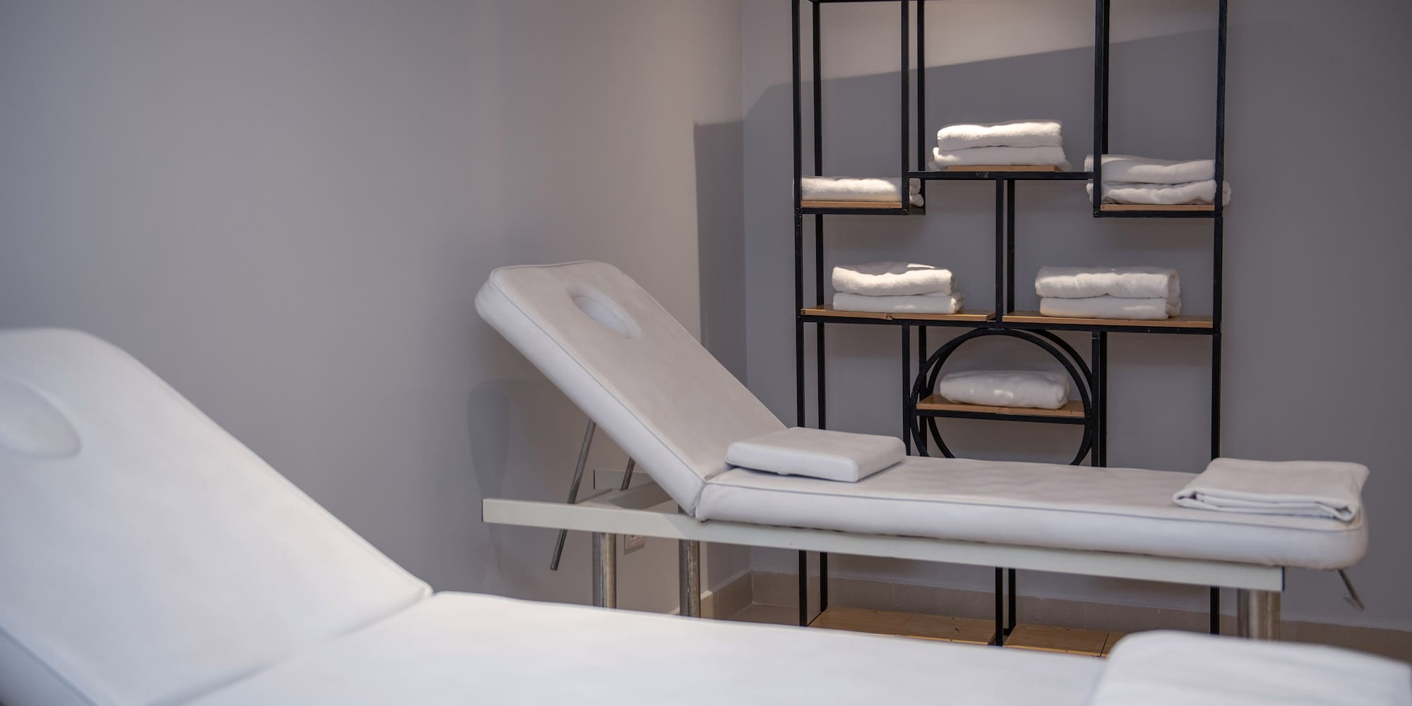 a massage table in a room