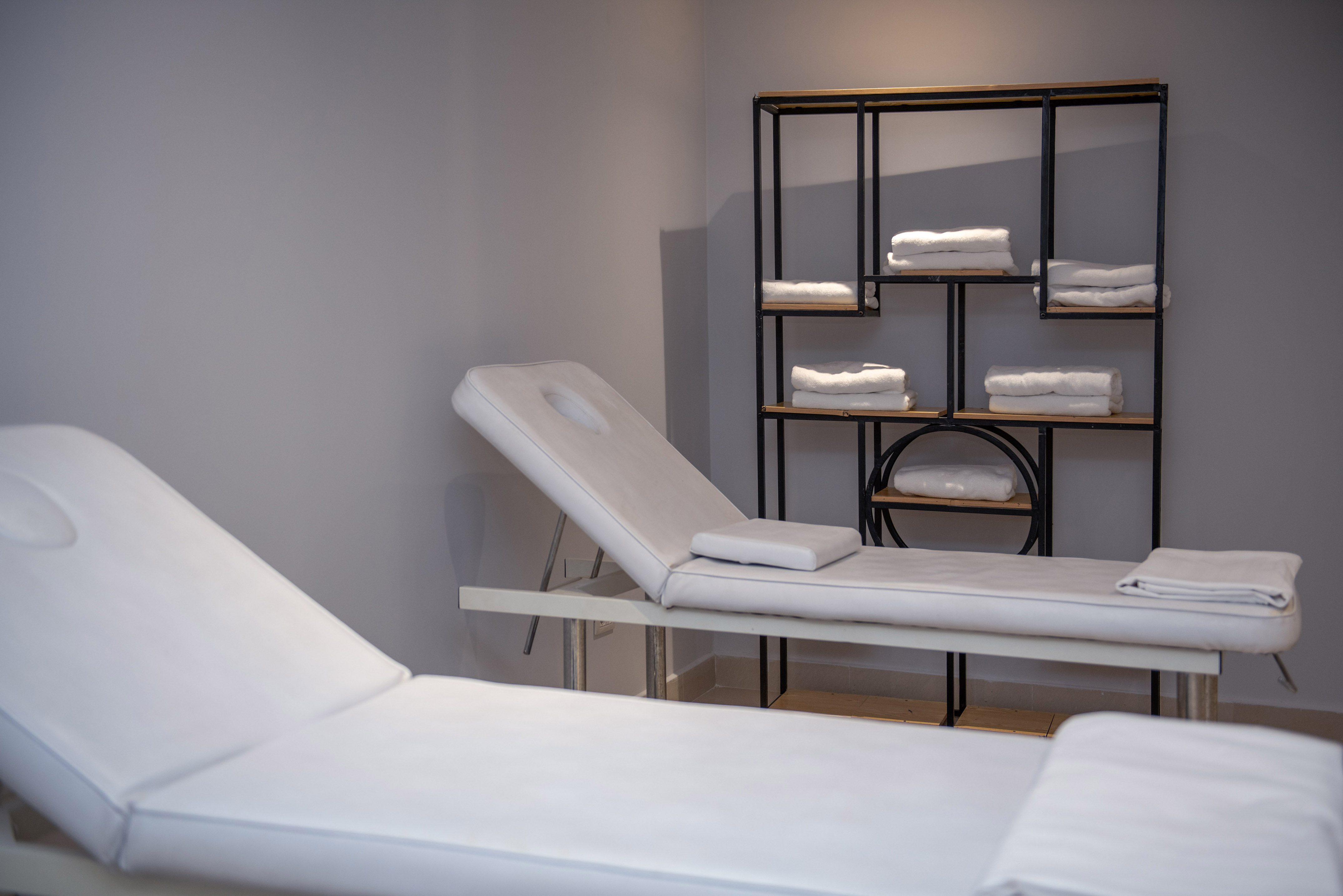 a massage table in a room