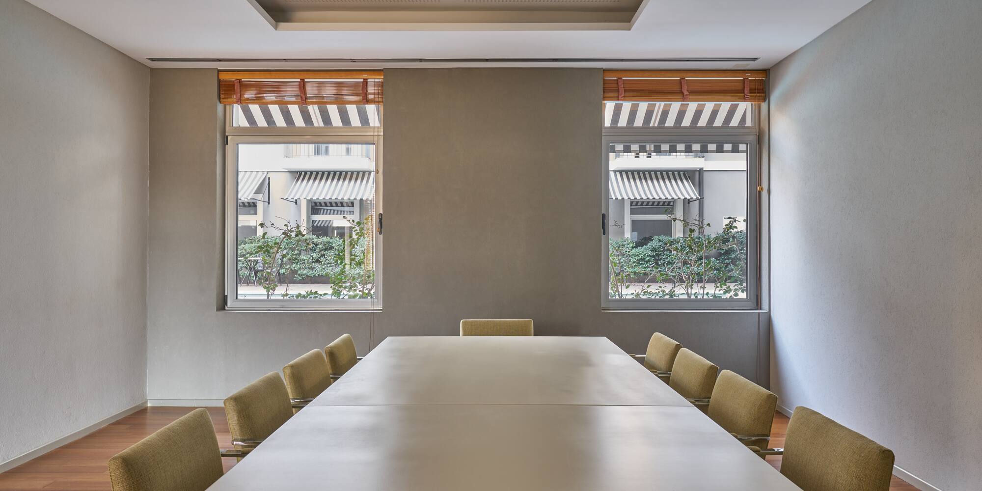 a room with a table and chairs